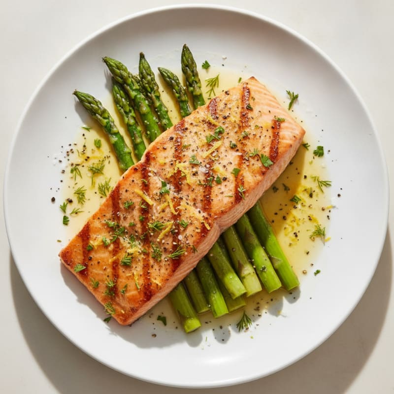 Lemon Herb Grilled Salmon with Asparagus