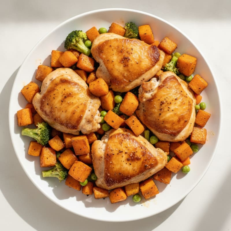 Roasted Sweet Potato Chicken Thigh Skillet