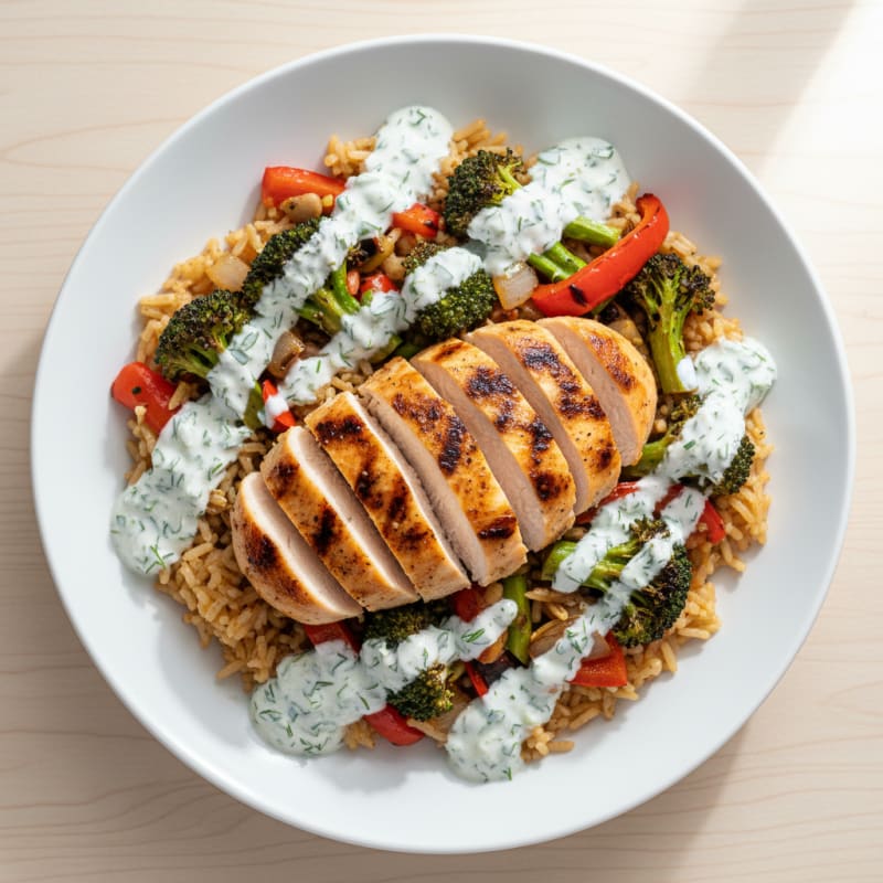 Grilled Chicken and Vegetable Rice Bowl