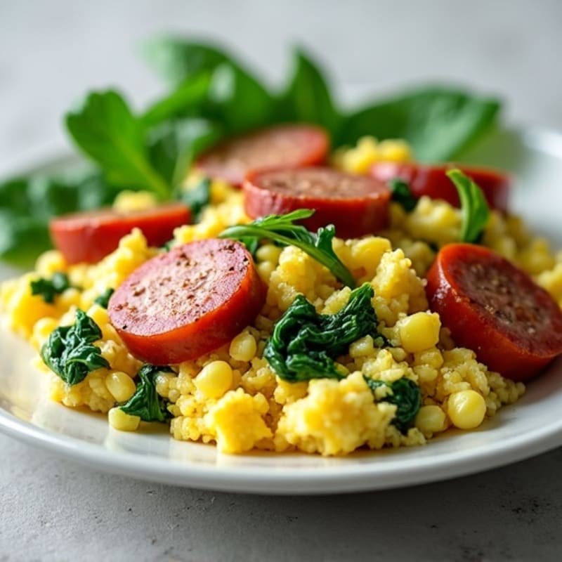Egg White Scramble with Spinach and Turkey Sausage