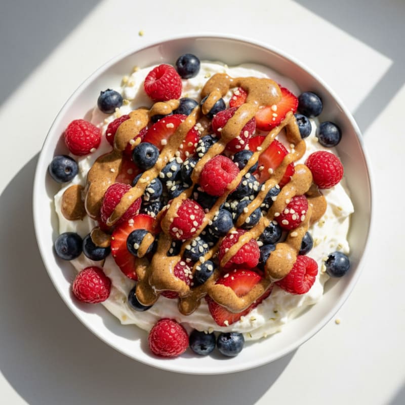 Silky Greek Yogurt Protein Bowl with Mixed Berries