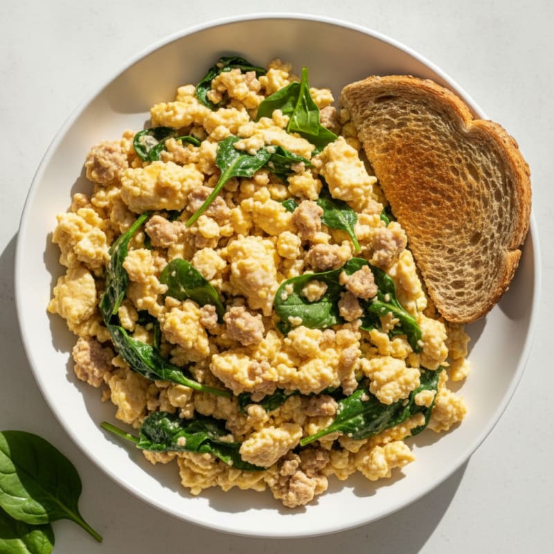 Cottage Cheese Scramble with Turkey and Spinach