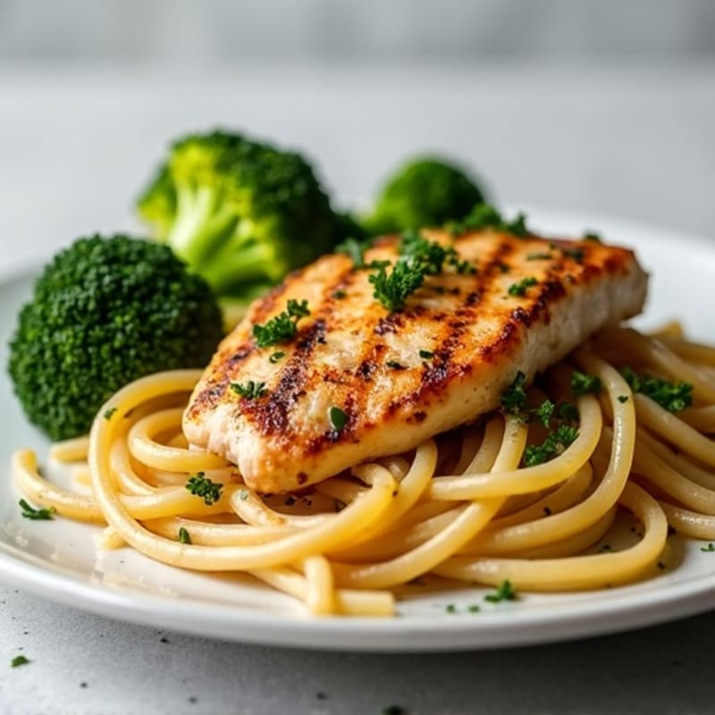 Herb-Grilled Chicken with Whole Wheat Linguine and Roasted Broccoli