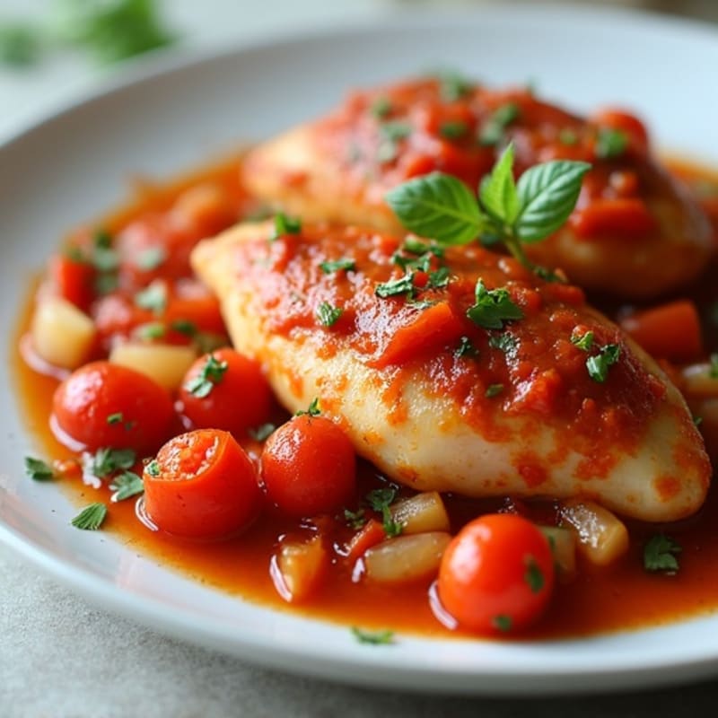 Chicken with Hearty Tomato and Bell Pepper Sauce