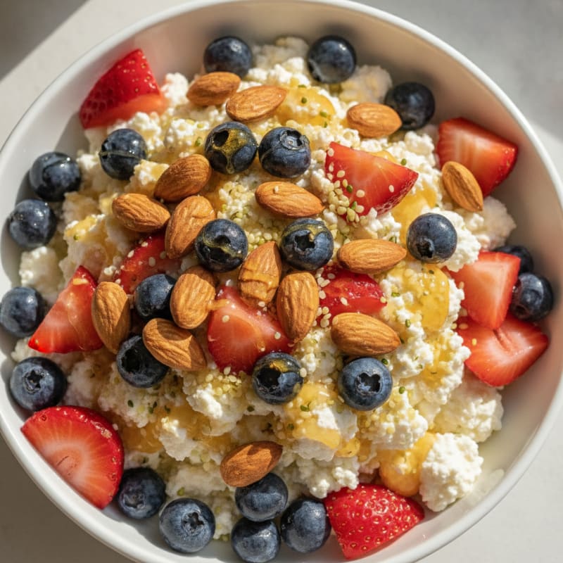 Cottage Cheese and Berry Protein Bowl with Almonds