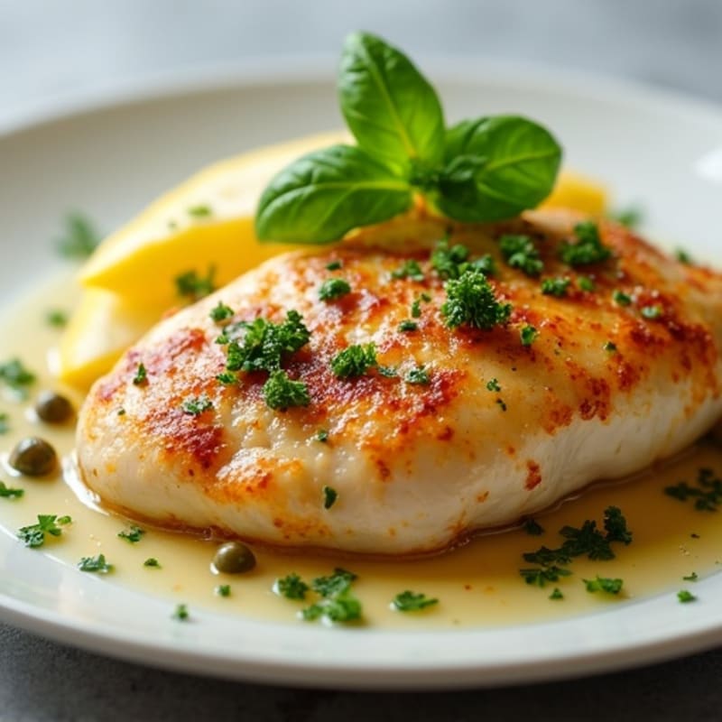 Tender Pan-Seared Chicken with Zesty Lemon Caper Sauce and Fresh Herbs