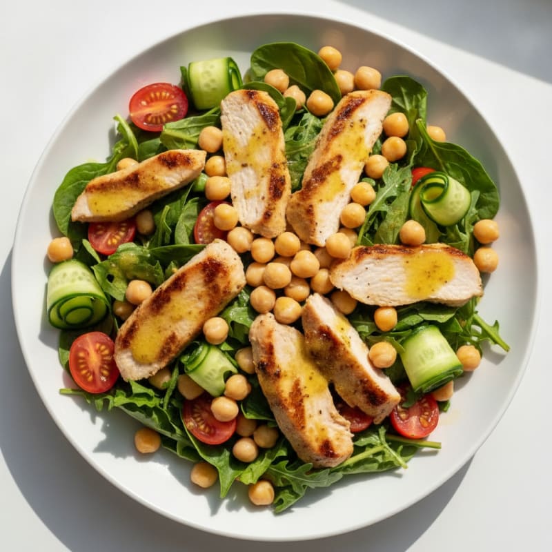 Grilled Turkey Breast Salad with Chickpeas and Lemon Vinaigrette