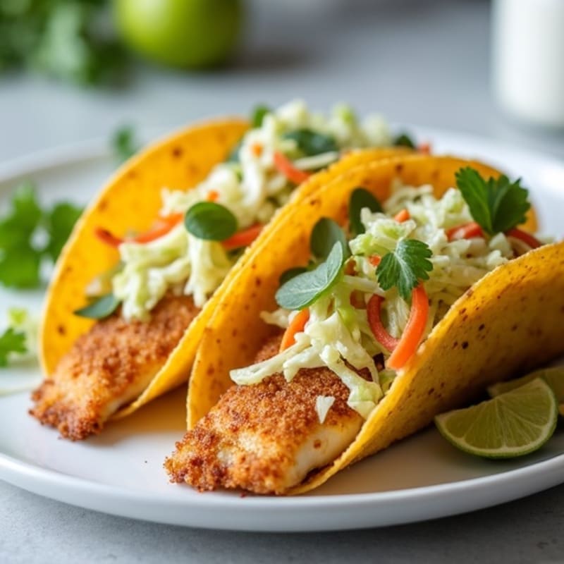 Crispy Baked Fish Tacos with Fresh Cabbage Slaw