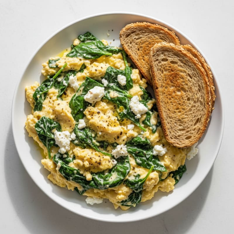 Creamy Spinach and Feta Scramble
