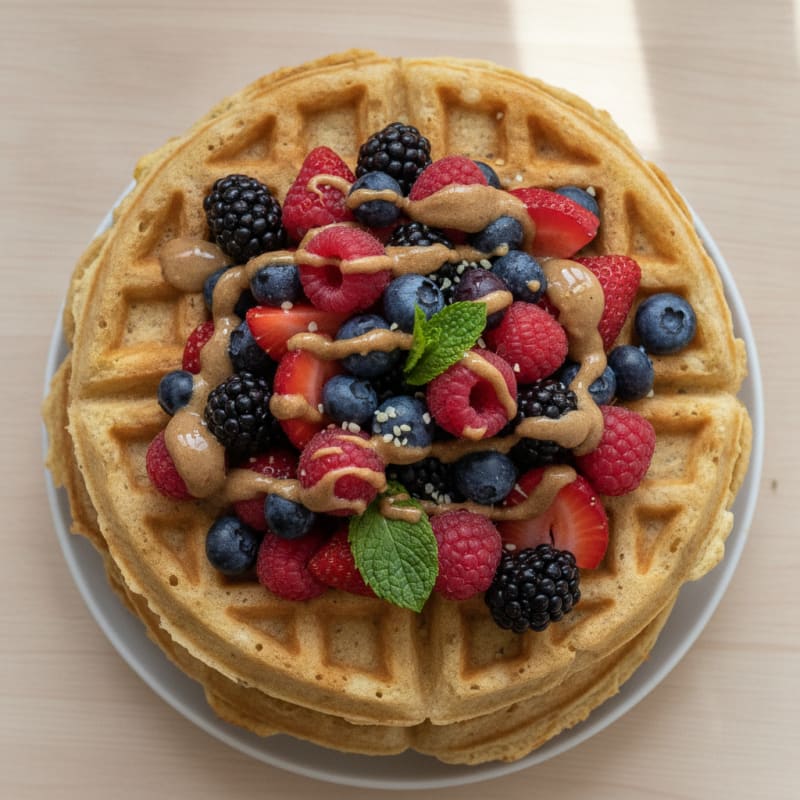 Fluffy Vegan Berry Waffles