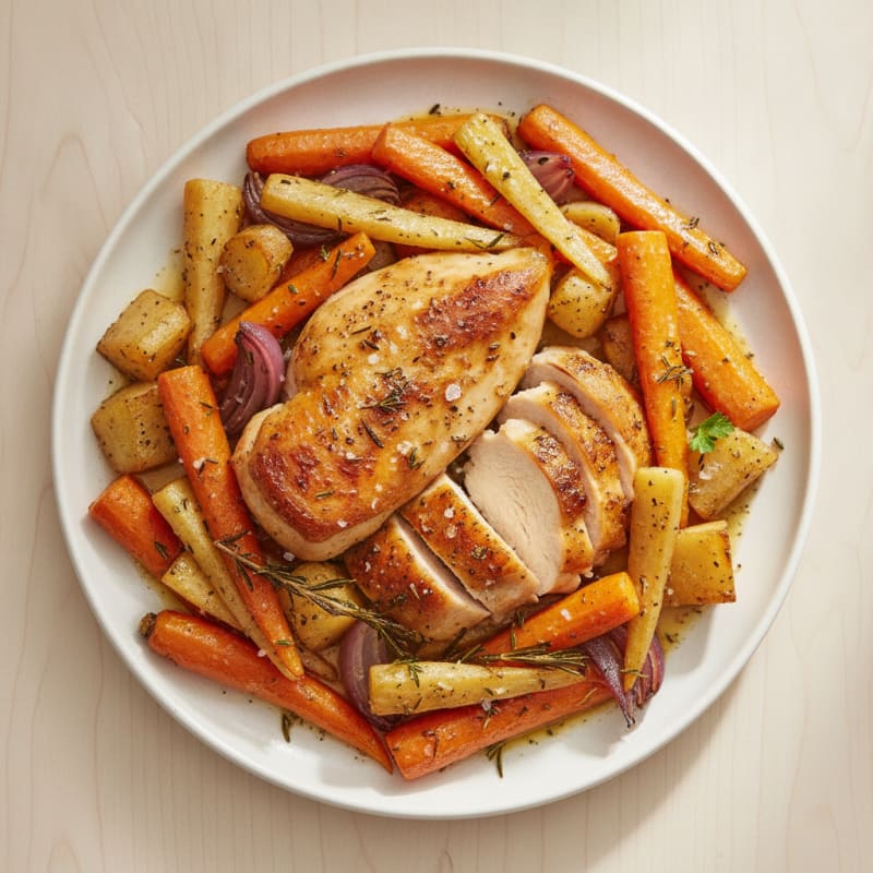 Garlic Herb Roasted Chicken with Root Vegetables