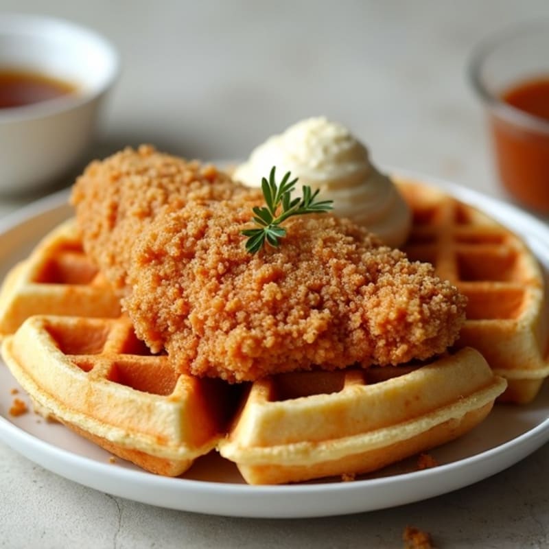 Crispy Baked Chicken with Almond Flour Waffles