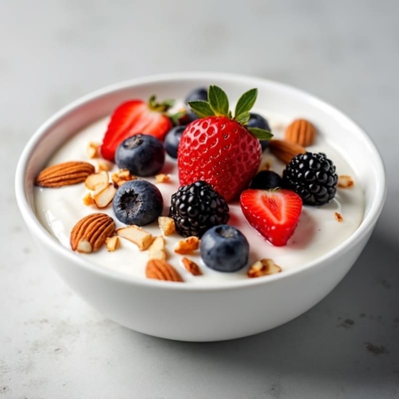 Creamy Greek Yogurt with Berries and Crunchy Almonds