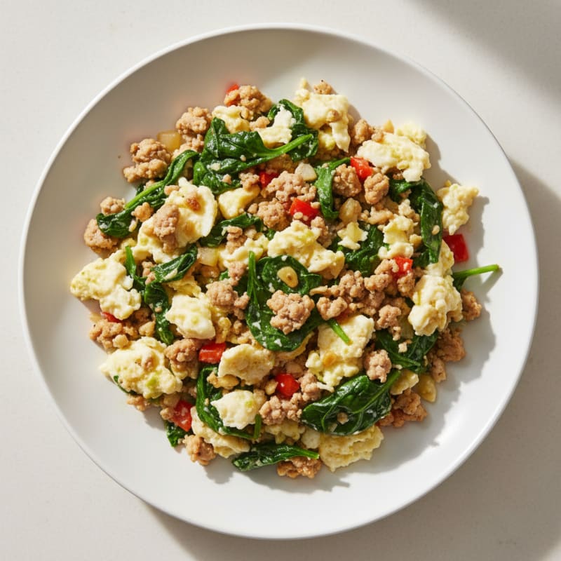 Egg White Scramble with Turkey and Spinach