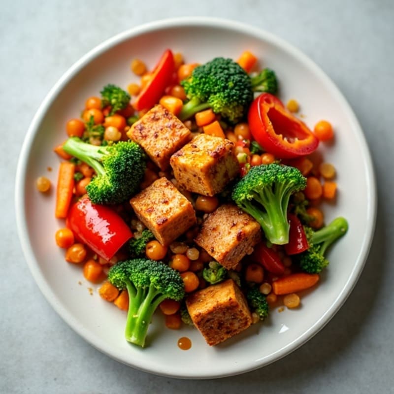 Crispy Maple Glazed Tempeh Stir-Fry with Fresh Vegetables