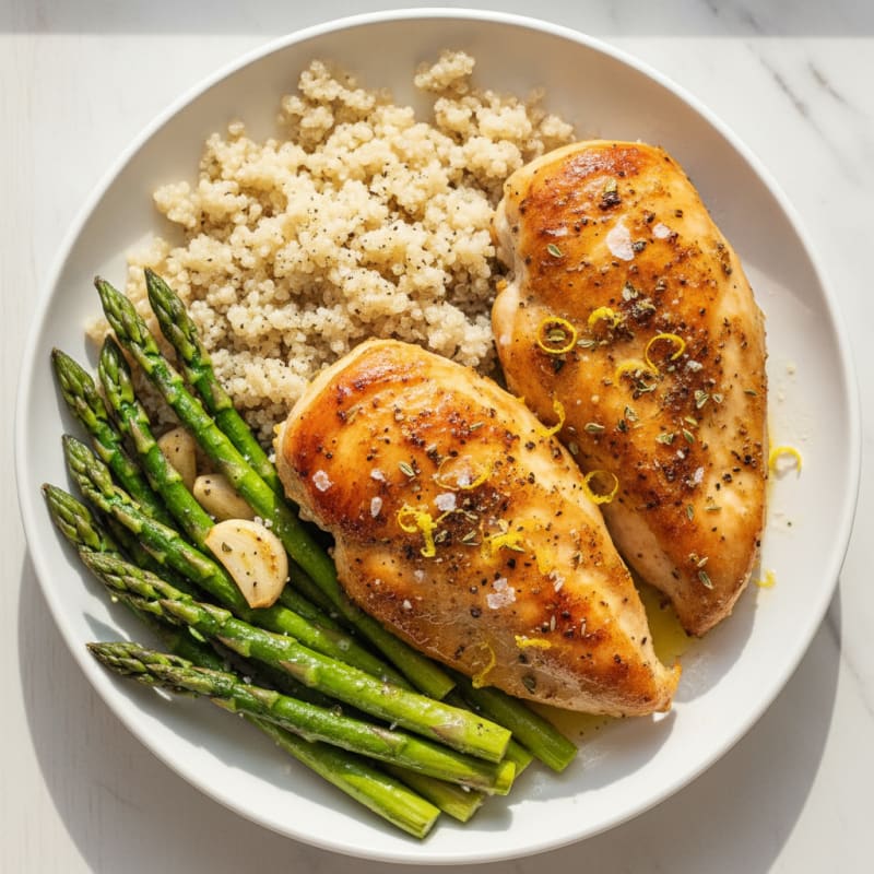 Lemon Herb Roasted Chicken with Asparagus
