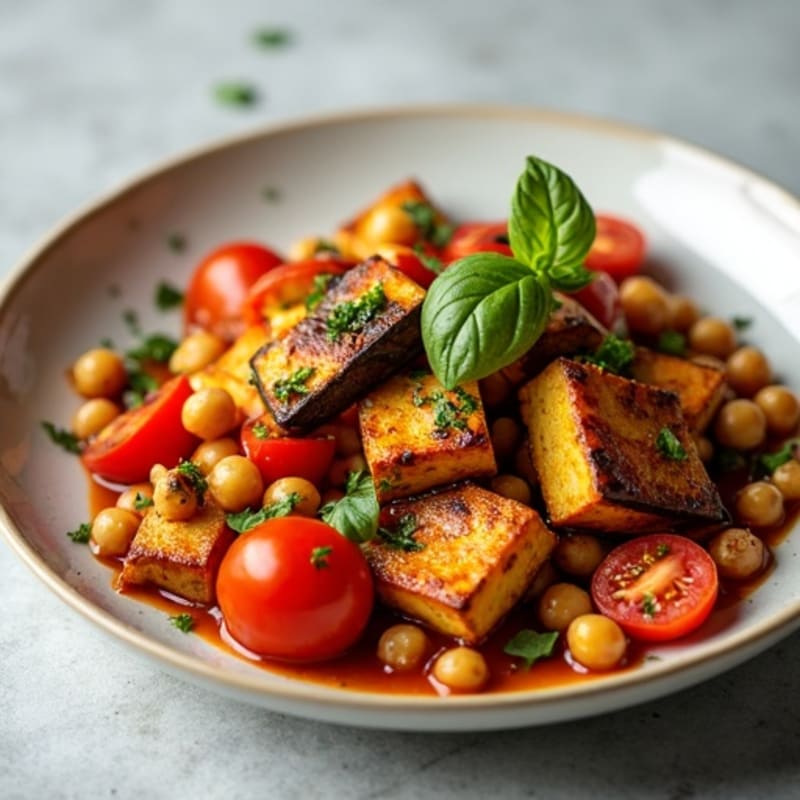 Roasted Eggplant, Zucchini, and Bell Peppers with Savory Tomato and Herbs