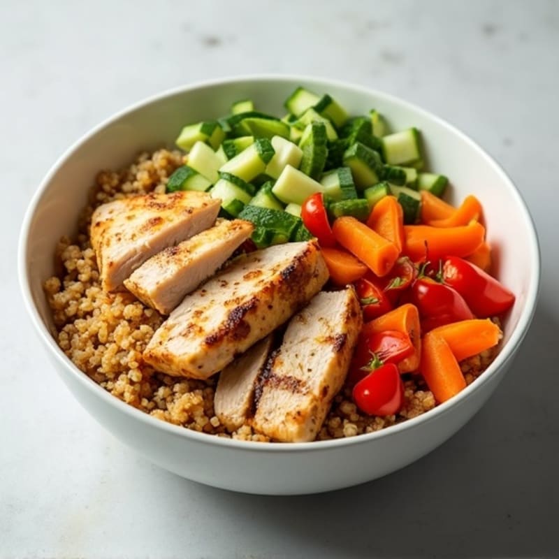 Grilled Chicken and Quinoa Power Bowl with Crunchy Vegetables