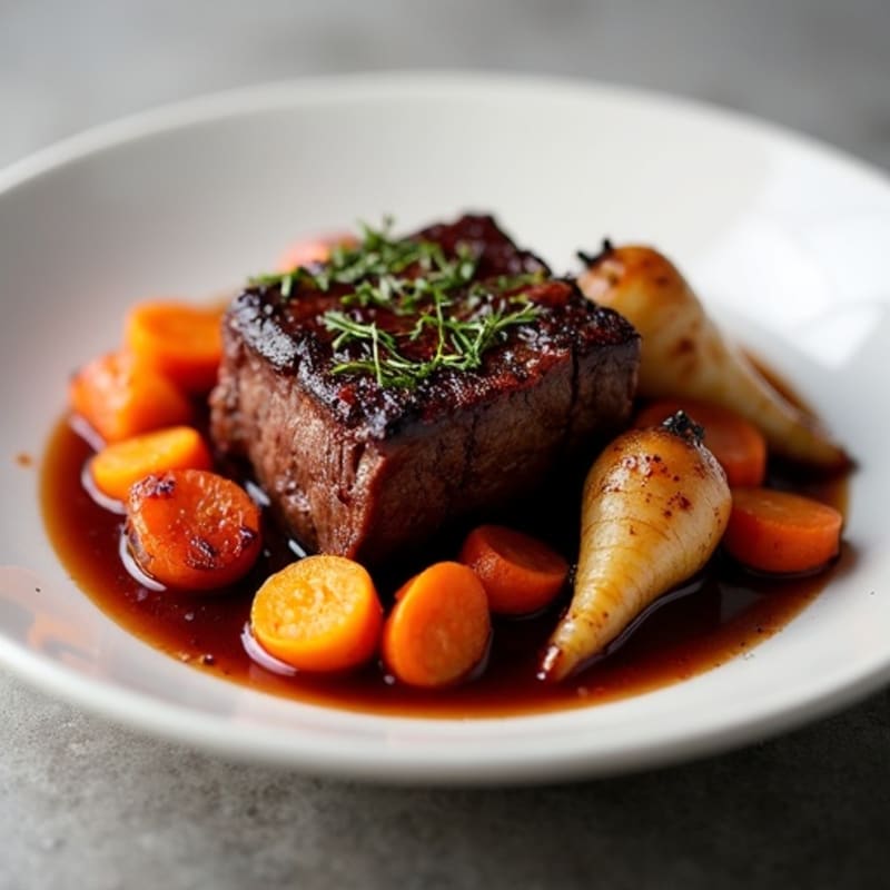 Red Wine Braised Short Ribs with Root Vegetables