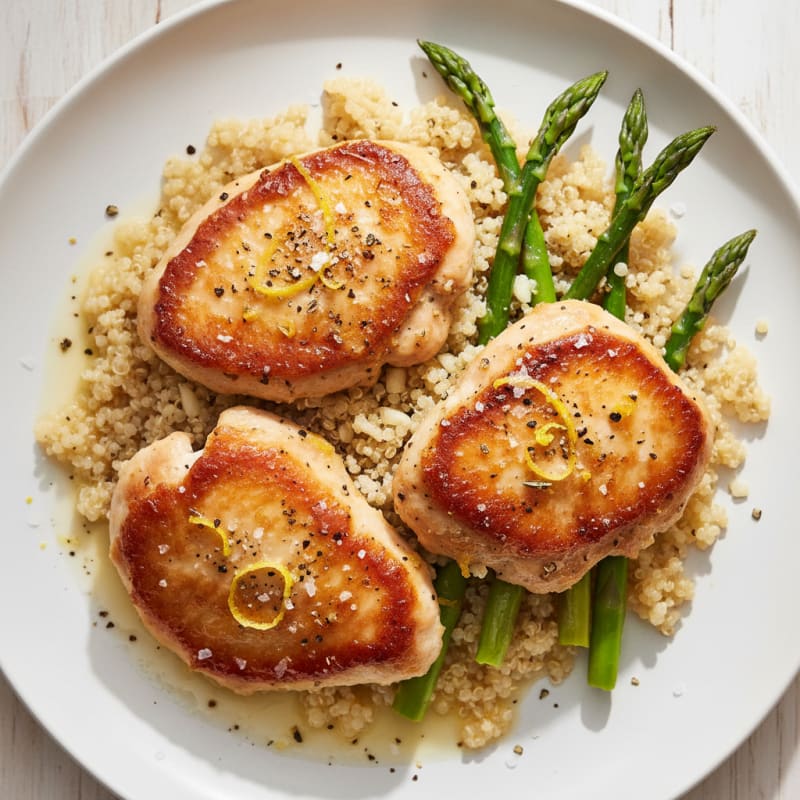 Crispy Lemon-Herb Chicken Thighs with Quinoa