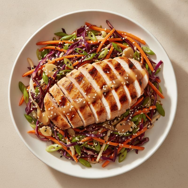 Grilled Chicken with Crunchy Asian Slaw
