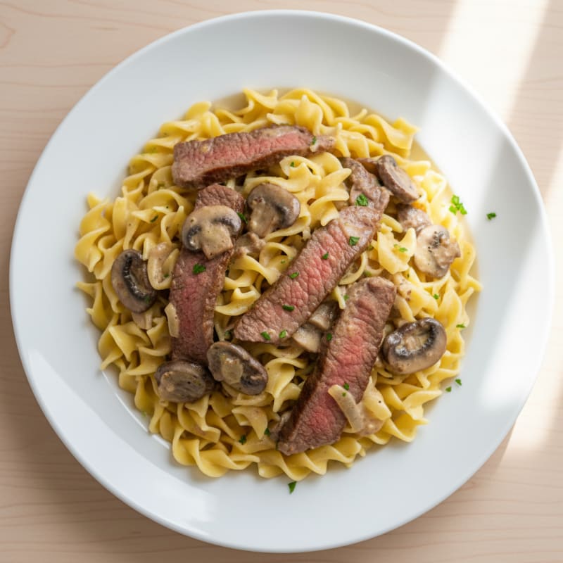Creamy Mushroom Beef Stroganoff with Egg Noodles