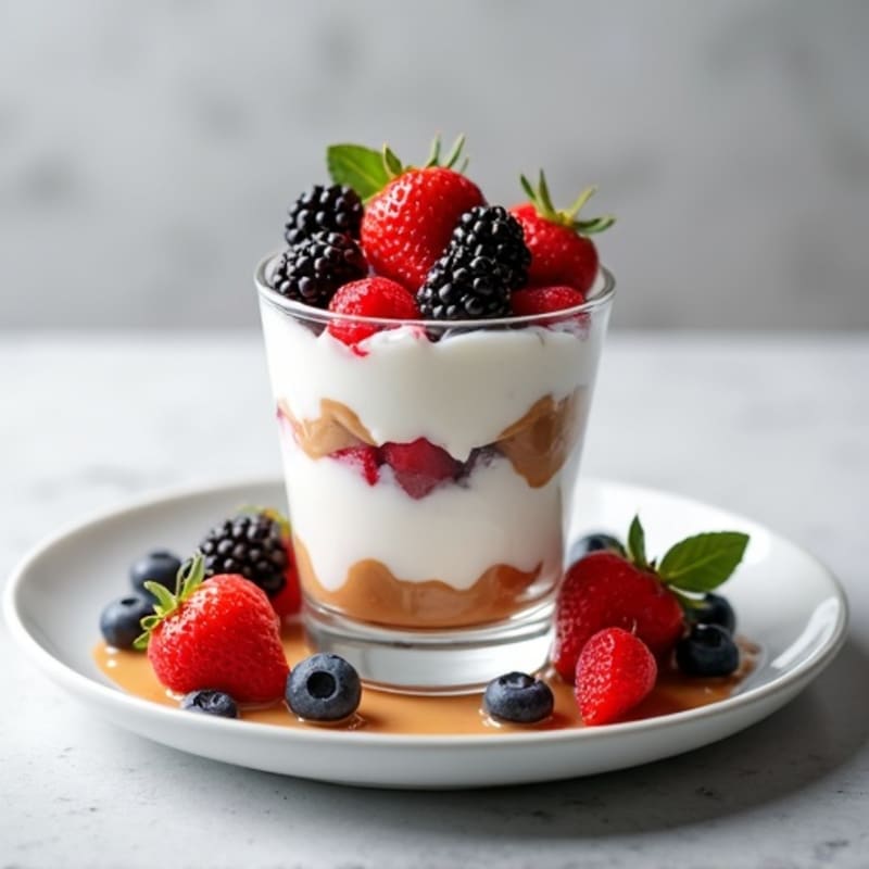 Greek Yogurt Protein Parfait with Mixed Berries and Almond Butter