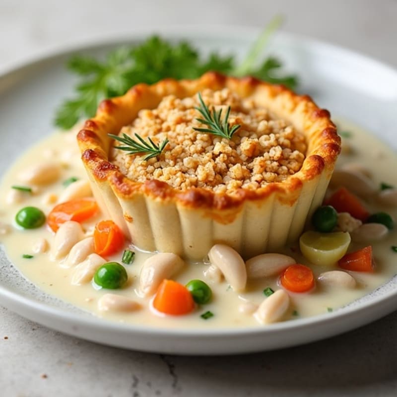 Creamy Chicken and Vegetable Pot Pie with Crispy Topping