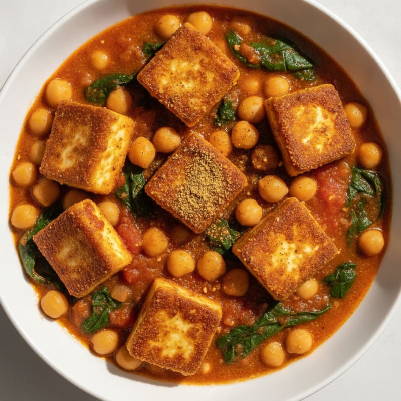 Silky Paneer and Chickpea Stew with Spinach