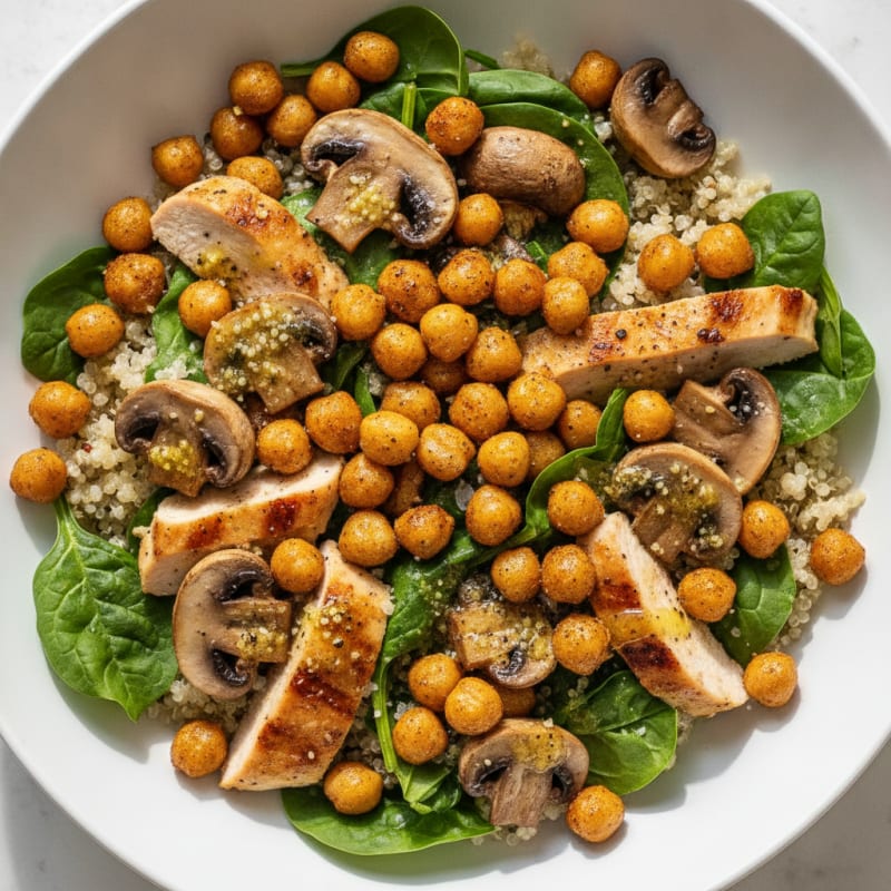 Roasted Mushroom and Chickpea Grain Bowl