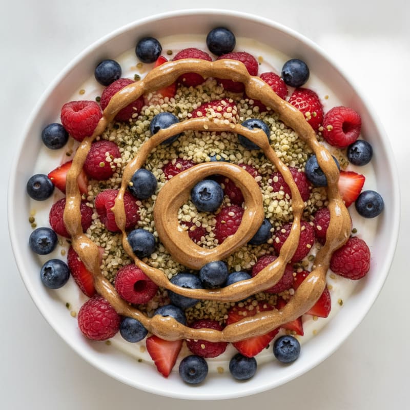Creamy Greek Yogurt Bowl with Mixed Berries and Almond Butter