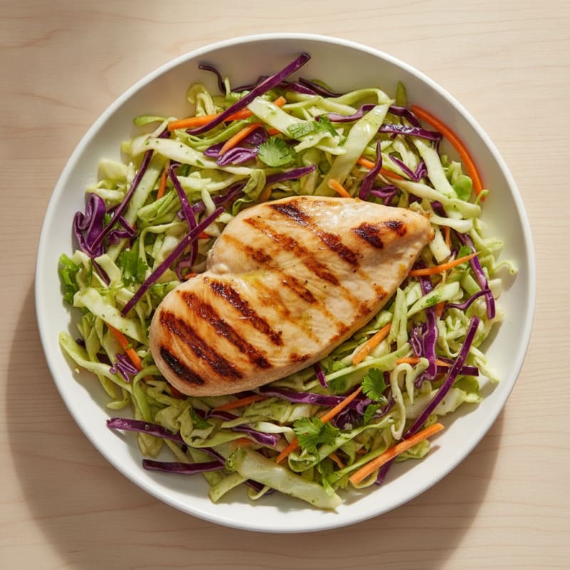 Grilled Chicken Breast with Crunchy Cabbage Slaw