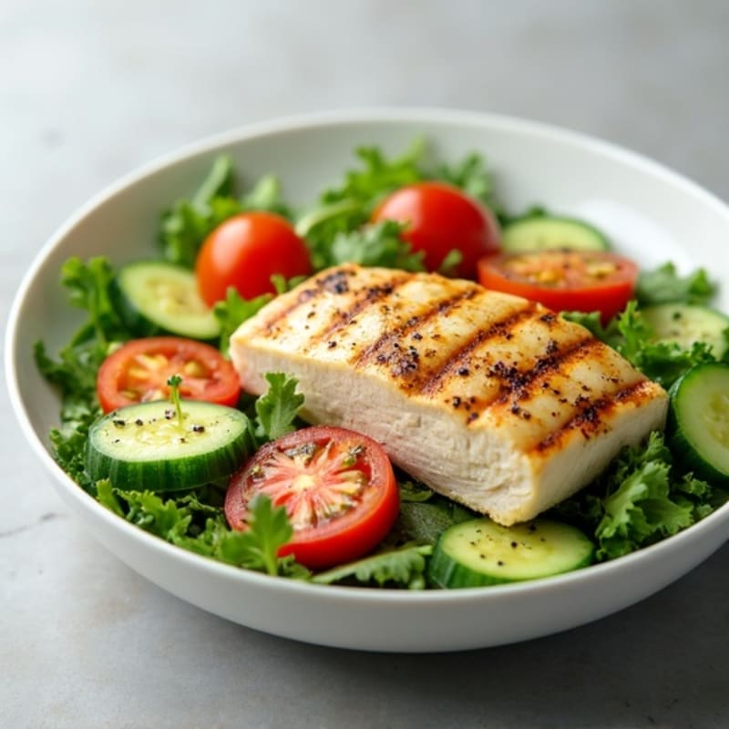 Grilled Turkey Breast Salad with Cucumber and Tomato