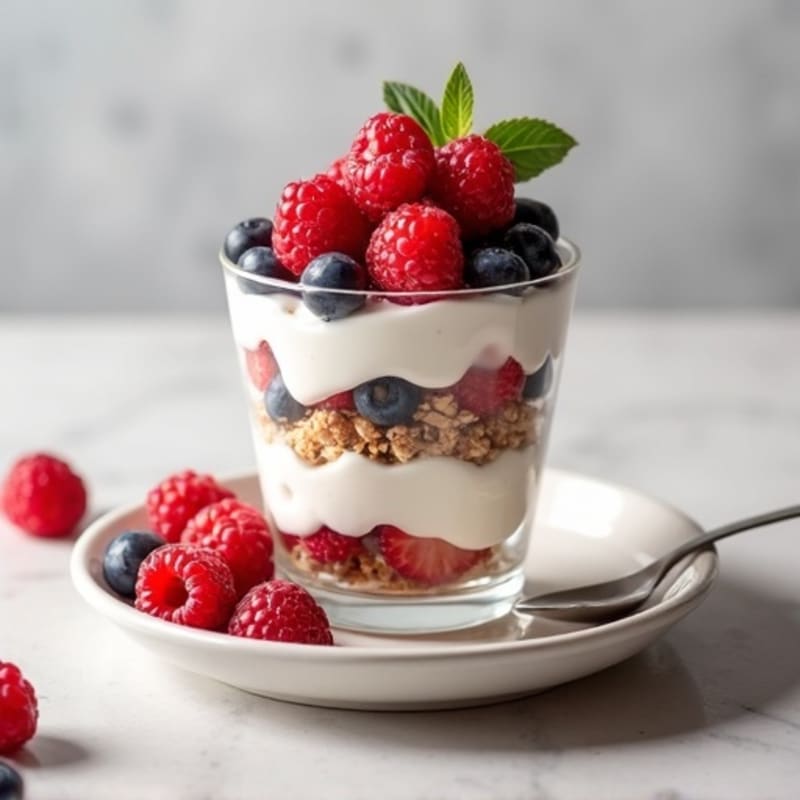 Greek Yogurt Protein Parfait with Mixed Berries