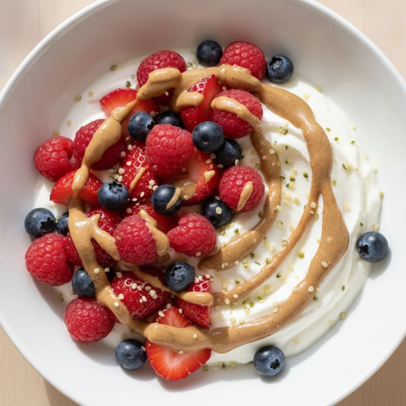 Creamy Greek Yogurt Bowl with Mixed Berries and Almond Butter