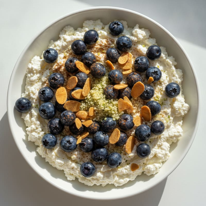 Creamy Cottage Cheese and Berry Protein Bowl with Almonds