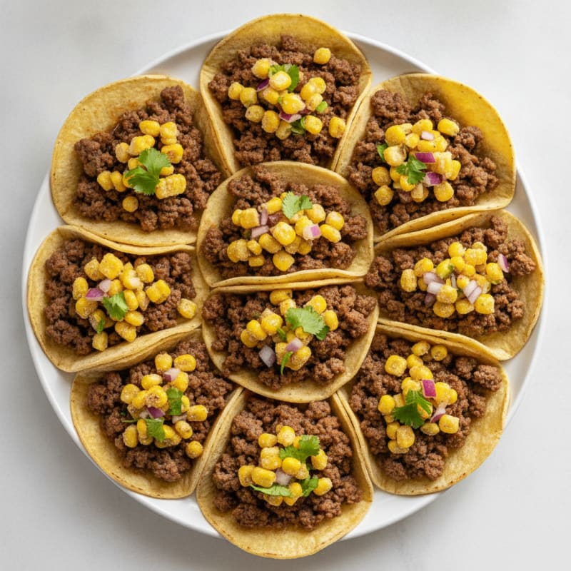 Ground Beef Street Tacos with Corn Salsa