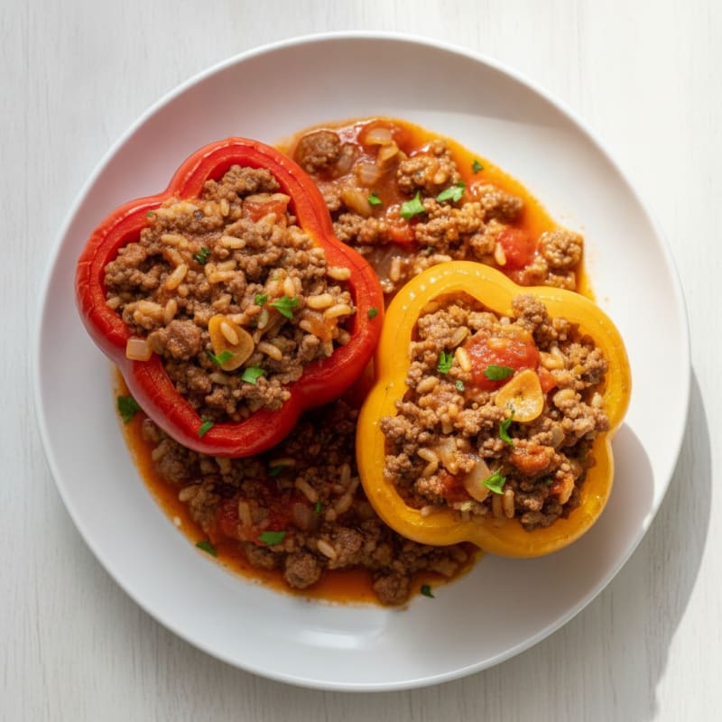 Beef and Rice Stuffed Bell Peppers