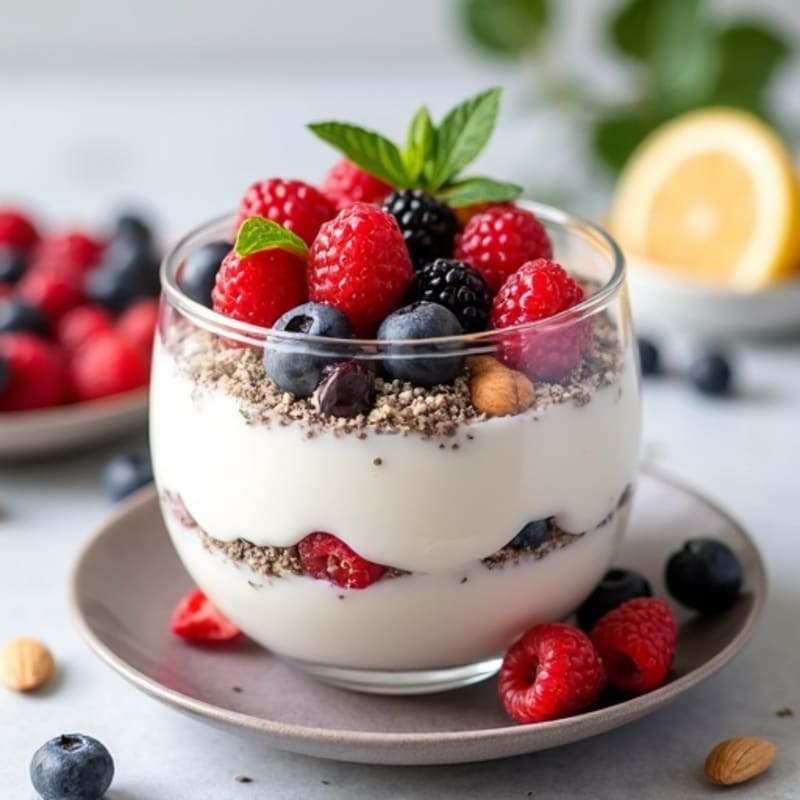 Greek Yogurt Protein Parfait with Mixed Berries