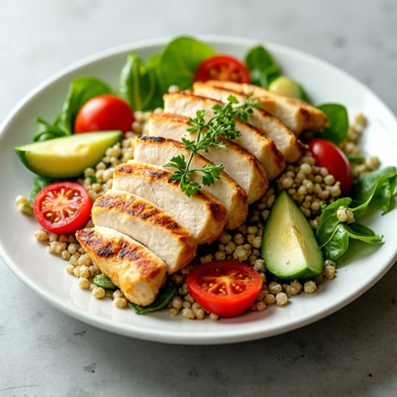 Grilled Chicken and Quinoa Salad with Leafy Greens