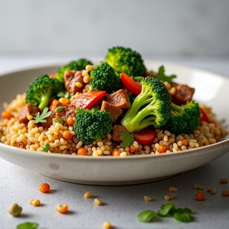 Lean Beef and Crispy Broccoli Stir-Fry with Brown Rice