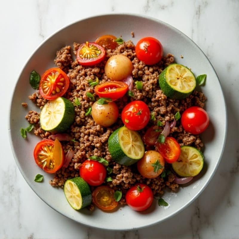 Ground Beef and Roasted Vegetable Skillet