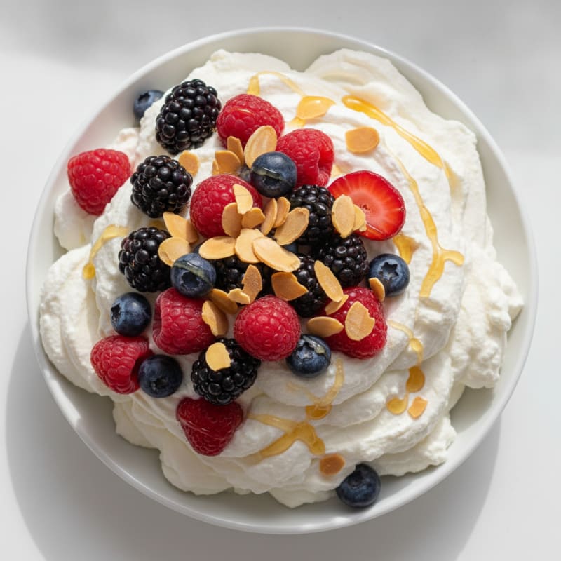Greek Yogurt Protein Mousse with Mixed Berries