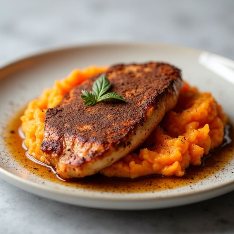 Cocoa-Dusted Chicken with Velvety Sweet Potato Mash