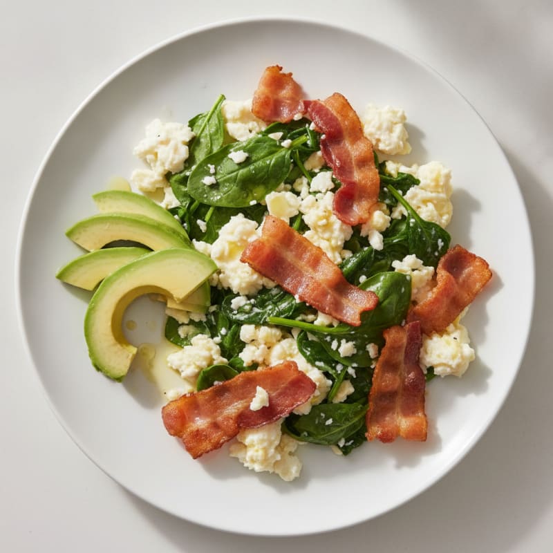 Egg White Scramble with Spinach and Turkey Bacon
