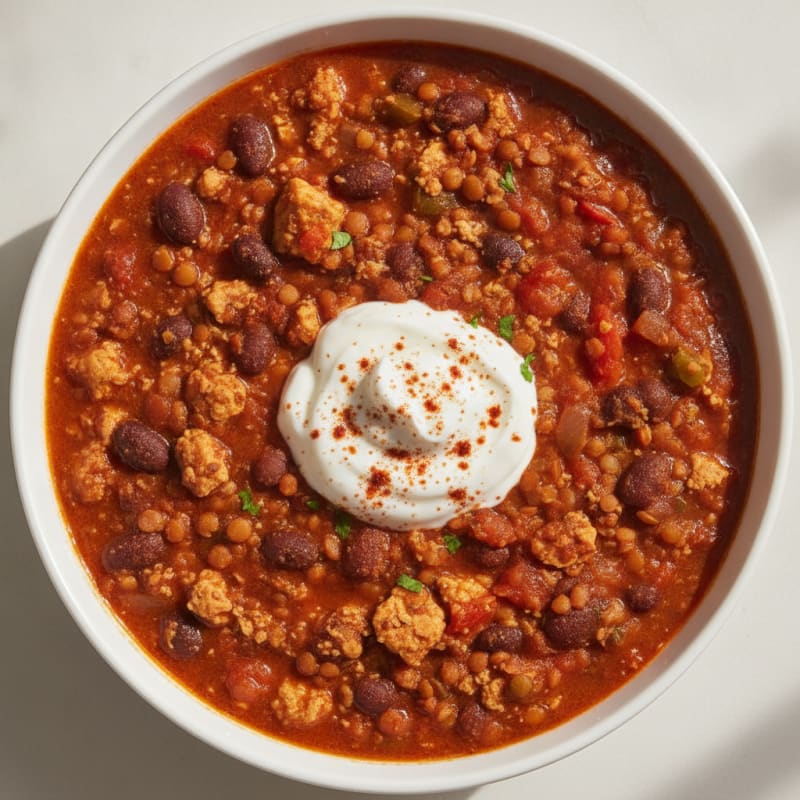 Hearty Tofu, Bean, and Lentil Chili