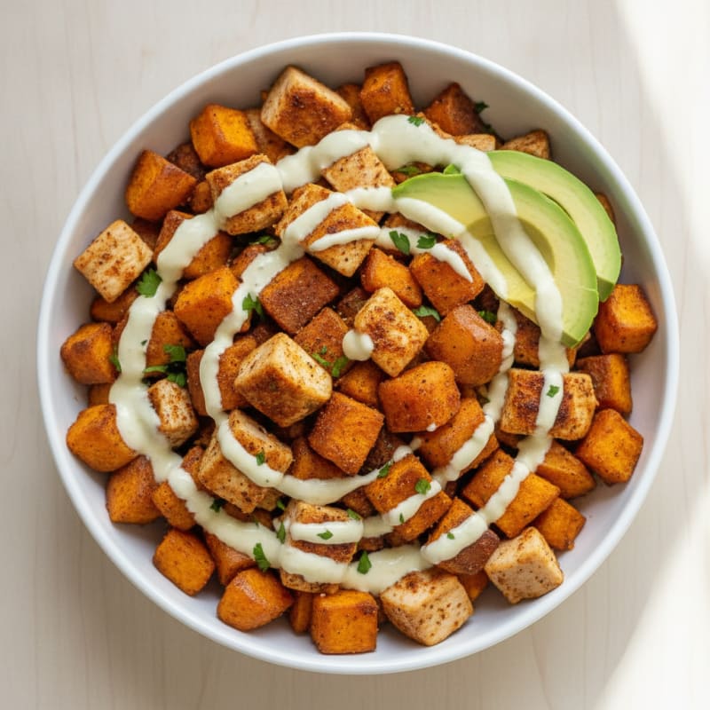 Chicken and Roasted Sweet Potato Bowl