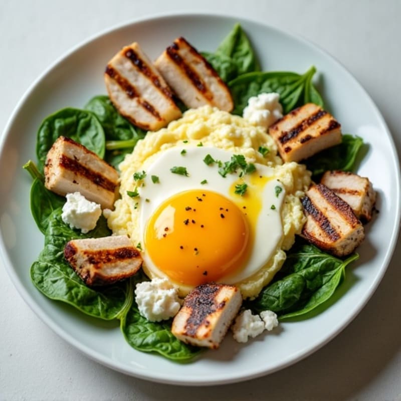Egg White Scramble with Spinach and Grilled Turkey
