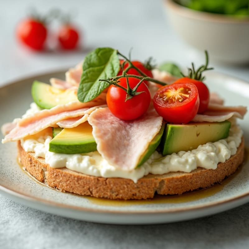 Cottage Cheese with Sliced Turkey and Cherry Tomatoes