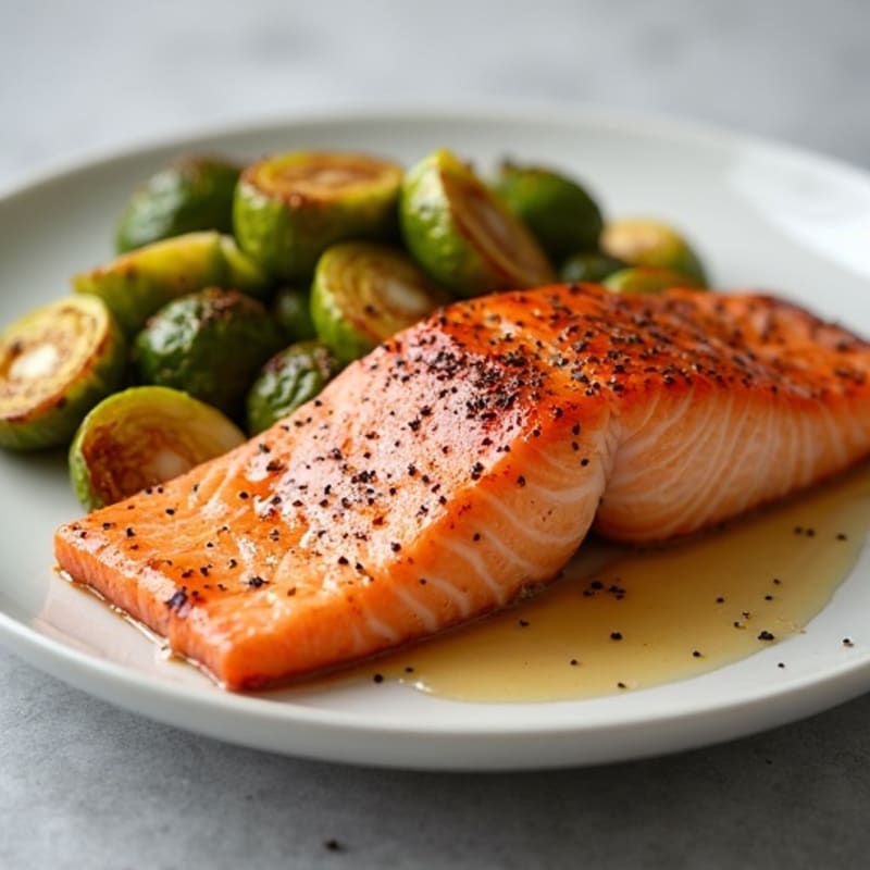 Maple-Glazed Salmon with Roasted Brussels Sprouts